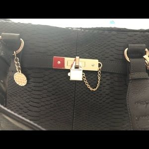 Beautiful Reiss Gray nubuck snake leather handbag